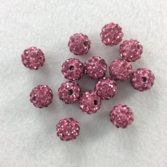 30pcs 8mm Pink Color , Shamballa beads ,Disco balls,shamballa bracelet ,shamballa pendants ,paved crystal