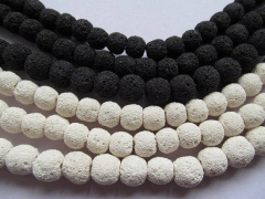 Full strand 16" 4-20mm black jet Lava volcanic gem Round Ball White ivory white royal blue rainbow lava stone beads A+ Grade