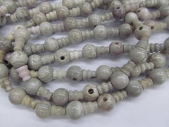 Shop sale --10 SETS Grey agate 3 hole beads,T-Beads Set, Guru Beads, Prayer Beads, Mala Making Cones Beads, T hole set connector