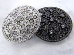 Flower Micro pave Diamond Pave CZ roundel  X Pendant, peace, gunmetal silver round Charm beads multi strand connector 40mm