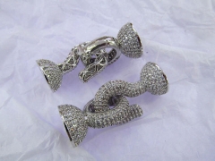 Larger 2sets Jumbo Micro Pave CZ Lobster Clasps,Pave Clasps, Fine Jewelry Clasps,Pave Lobster Clasps, Multi-strands Clasps DIY 4