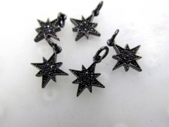 black jet pave 12pcs CZ micro Pave 15mm starfish Charm with Jump Ring gunmnetal pave crystal 24K gold