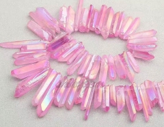 SHOP SALE--5strands 16" strand AB Mystic Titanium Quartz Crystal Points Beads, Tusk Top Drilled teeth sharp Necklace beads