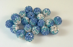 10 pcs Gradient Polymer Clay Shamballa Beads Paved Crystal B106147