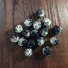 10pcs Gradient Polymer Clay Shamballa Beads Paved Crystal