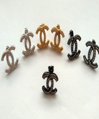 Wholesale 16-20mm Chenal Micro CZ Pave Earrings CC   Charm beads 12pcs