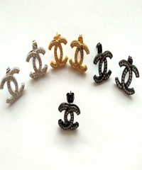 Wholesale 16-20mm Chenal Micro CZ Pave Earrings CC   Charm beads 12pcs