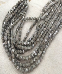 10strands 16" 6-7mm Genuine Pyrite Beads, Iron Gold Pyrite Cube Nugget Faceted Freeform Beads For Jewelry Making