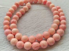 Full strand 16" Pink Sea Shell Beads,Natural Cream Pink Queen Conch Shell Beads round ball spacer Beads 6-12mm