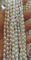 Full strand 16&quot; Natural Sea Shell Pearls beads,topaz yellow golden -White shell jewelry drop teardrop pear loose bead 8-20mm