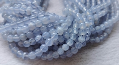 Wholesale 4-8mm Genuine Natural Blue Chalcedony Agate Gemstone Smooth Round Disco Loose Beads full strand 16&quot;