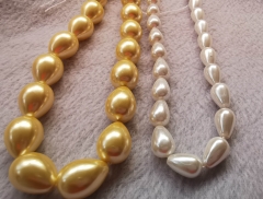 Full strand 16&quot; Natural Sea Shell Pearls beads,topaz yellow golden -White shell jewelry drop teardrop pear loose bead 8-20mm
