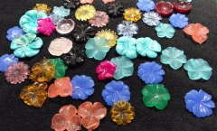 50pcs filigree round beads flower fluorite rose petal carved synthesize stone,jade jewelry 16-30mm