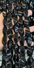 AA grade-Genuine Brazil Onyx Black Agate Gemstone -8-30mm Cubic Barrel Drum twist beads full strand 16&quot;