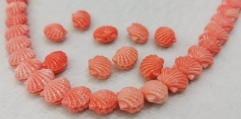 30pcs Sector conch shell beads 15- 30mm Oranger Red flower fililgree carved pendant -earrings drum barrel pendants strand 16&quot;