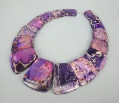 Full Strand Purple Imperial Jasper, Sea Sediment Jasper Faceted Unique Stone Pendant Beads, Flat Slab Nugget Freeform Top Drille