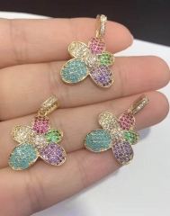 5pcs CZ Multi-colors Micro Pave Flower Pendant,Cubic Zirconia Rainbow Flower Charm Gold,Silver,Rose Gold,Gunmetal 20-30mmmm