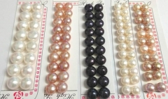 Batch 6-12mm Genuine Pearl champagne red Luster lavender pearls Half Drilled Button pearl Cabochons AAA sapphire blue white bead