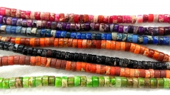 Natural sea sediment jasper Imperial japser heishi wheel rondelle beads 16&quot; strand-green-purple-blue-oranger-pink-black select 4