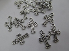 free ship-- 50pcs 15-20mm Deluxe Cross Pair Tower Charm Collection Antique Silver Tone Pendant Finding