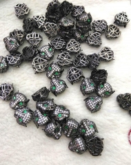 25%OFF --50pcs CZ Micro Pave 11mm Panther Head Beads Black Gunmetal animal charm jewelry