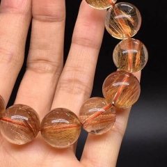 Yellow Gold Rutilated Quartz 81012mm Gemstone gold rutilated quartz Bracelet AA grade Round jewelry Bracelet 8inch for gift