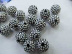 Micro pave opal beads 50pcs 6 8 10 12mm Bling Pave Opal Crystal Brass Spacer Round Ball Gunmetal Gold Antique silver Charm beads