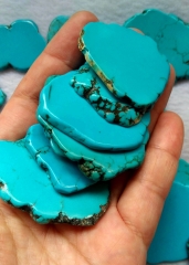 Lot 20pcs Blue Turquoise Slab 20-50mm(2&quot;) turquoise stone cabochon card slab freeform flat  socket nuggets