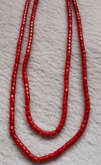 Oranger Coral heishi rondelle beads - red coral heishi beads -tube white bamboo coral beads -- ocean shell beads wholesa
