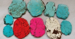 10pcs Turquoise Slab turquoise stone cabochon card slab freeform Veins flat nuggets bead finding 40-100mm(4&quot;)  Pink Red