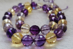 6-12mm Ametrine Quartz Amethyst-Yellow Gold quartz Rock crystal -amethyst round faceted loose beads for bracelet -necklace 16&quot;