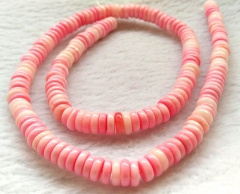 Free ship--Full strand 16&quot; Pink Sea Shell Beads,Natural Cream Pink Queen Conch Shell Beads Button Rondelles,Coin Disk Spacer Bea