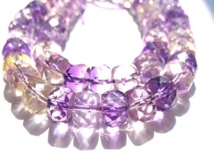 AA+ Ametrine quartz Amethyst Citrine rock crystal round rondelle faceted briolette jewelry beads 4x6 5x8 6x10mm full strand