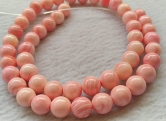 2strands 16&quot; Pink Sea Shell Beads,Natural Cream Pink Queen Conch Shell Beads Button Rondelles,round ball Spacer Beads 6-8mm