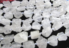 genuine rock crystal beads natural clear white rock quartz nuggets freeform matte loose beads 15-25mm full strand