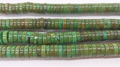 Full strand 16&quot; 100pcs Stabilized brass Turquoise Stone -Turquoise Earthy Heishi Wheel Rondelle Loose beads 6mm 10mm