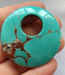50mm(2&quot;) Turquoise stone Donut circle Beads for pendant -earrings charm jewelry