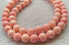 2strands 16&quot; Pink Sea Shell Beads,Natural Cream Pink Queen Conch Shell Beads Button Rondelles,round ball Spacer Beads 6-8mm