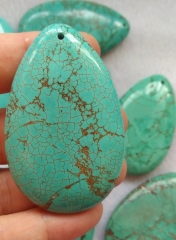 Large 30X60mm Turquoise stone teardrop drop beads for pendant-earring Focal