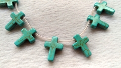 2strand 16&quot; Mixed Color Howlite turquoise stone - cross turquoise pendant 15-30mm