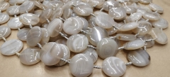 Free ship--Clear White  Natural Phantom Agate Coin Beads 25mm Smooth Puffy Coin Earthy Gray Brown Peach Red  Blue black Crystal Gemstone 16" Strand