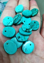 Top Drilled -  24pcs Turquoise Slab Pendant 13x15mm 13x22mm  matrix stone cabochon  freeform  drop  ring earring charm bead   Focal DIY