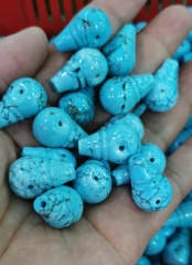 blue Turquoise Tibetan Guru Bead Set  5pcs +5strands round 8mm