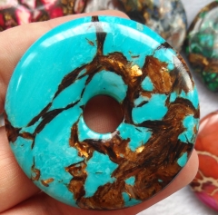 10pcs 30mm 40mm 50mm(2") Gemstone Blue Sky Jasper donut focal point jewelry supplies, jewelry component round beads