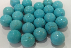 Half Drilled-- 20pcs Aqua Blue Turquoise stone round ball cabochon beads  12-16mm
