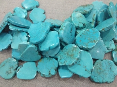 Wholesale 20 to 55mm  turquoise stone freeform slab nugget Magnesite  beads pendant 16" strand