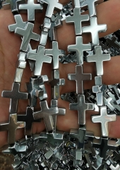 Stearling silver- Black -Gold Hematite Beads Cross Grade AAA Natural Gemstone Loose Beads 9x11mm 14x18mm 16inch