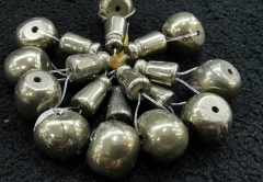 15-25mm Natural Pyrite Gemstone Guru Beads Three Holes T-Beads Mala Making 3 Holes Prayer Beads Cones Natural Crystal Quartz
