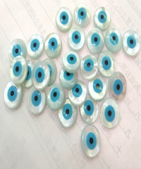 AA grade 50pcs Mother Of Pearl Evil Eye Beads, Double Sided round cabochon 4 5 6 7 8 10 12mm Evil Eye Jewelry, DIY Jewelry Supply