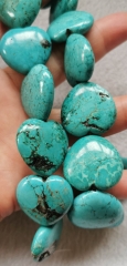 High quality --30mm(1.2")  to 12mm Turquoise  stone Love Heart  charm loose beads 16inch